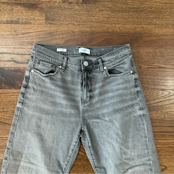 Loft Black Wash Distressed Raw Hem Straight Jean - Picture 2 of 7